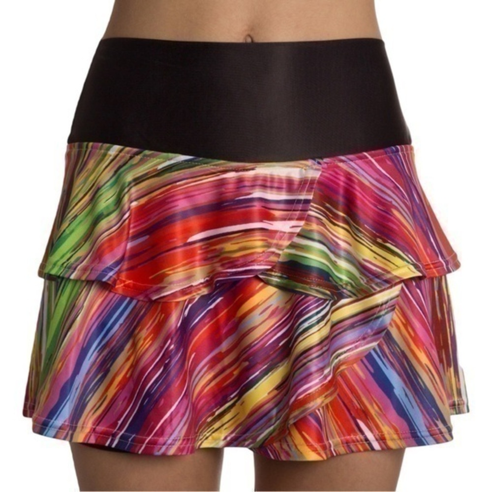 Faye + Florie Women’s Size XL Bright Multi Colored Striped Pammy Tennis Skort